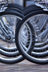 Vélo, bicyclette, urbain, transport, roue, pneu, parking