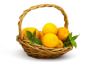 fresh oranges in a basket