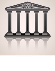 Antique roman temple stylized vector background
