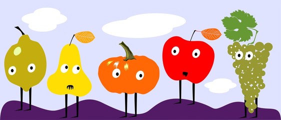 Funny autumn fruits