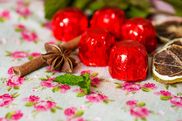 chocolate on Flower  napkin