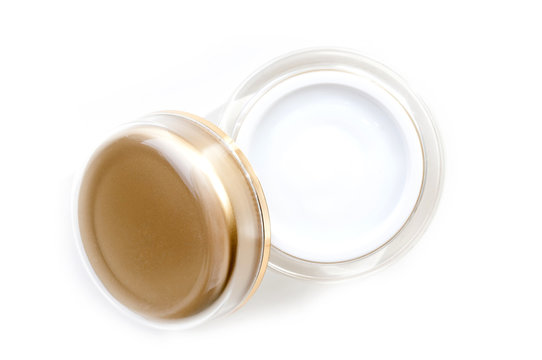 beauty cream container on white background