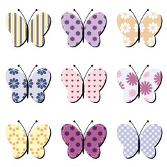 scrapbook butterflies on white background