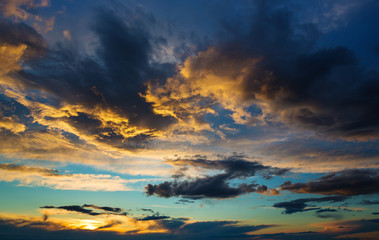 thunderstorm cloud at sunset
