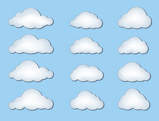 Clouds Isolated Vector Set. Weather or Chat Symbols.