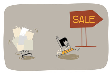 wife shopping crazy when sales