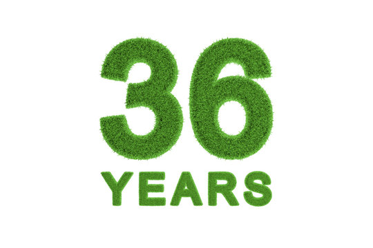 36 Years green grass anniversary numbers