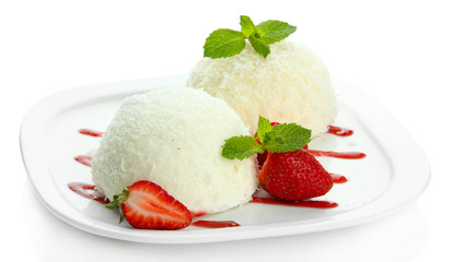 Delicious coconut cakes isolated on white