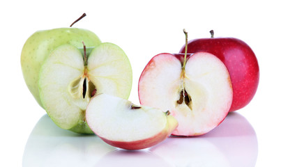 Sweet cut apples isolated on white