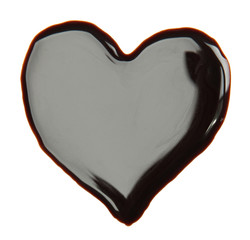 Heart made from chocolate syrup, isolated on  white