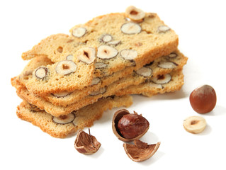 Biscotti with  nuts, isolated on white
