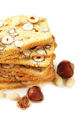 Biscotti with  nuts, isolated on white