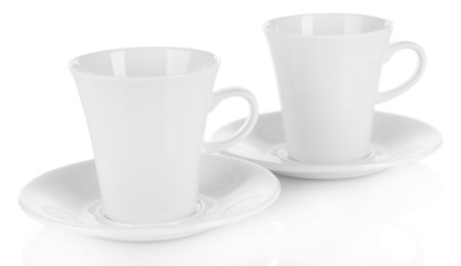 White cups isolated on white