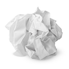 Crumpled paper ball isolated on white with clipping path - obrazy, fototapety, plakaty