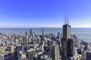 Chicago skyline panorama aerial view