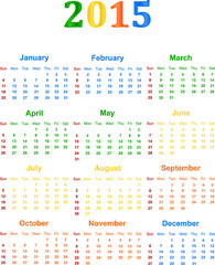 2015 Calendar With Season Specific Colors