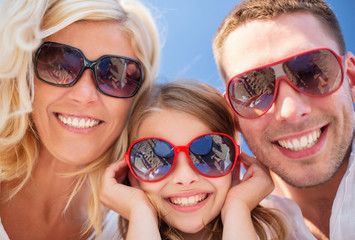 happy family with blue sky