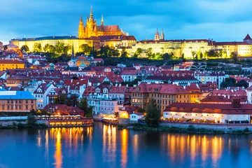 Fototapeten Abendlandschaft von Prag, Tschechien © Scanrail