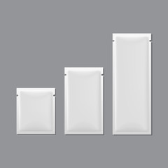 Vector Set of White Blank Sachet Packaging - obrazy, fototapety, plakaty