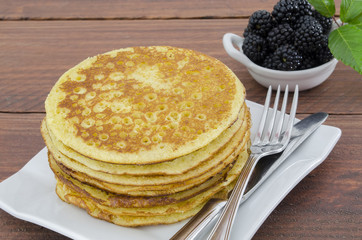Whole Wheat Pancakes with Blackberries