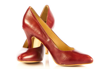 High heel women shoes on white background
