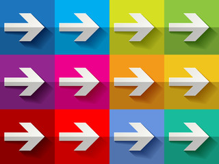 Pfeil Weiter Weiß Papier Hintergrund Bunt