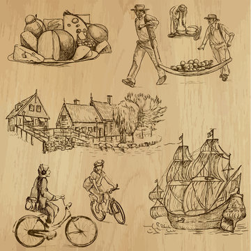Traveling Holland - drawings into vector set 02