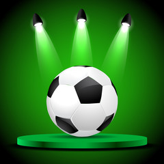 Obraz premium Soccer ball in the star reflectors - green background vector eps