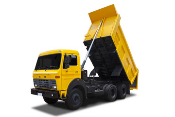 Yellow dump truck