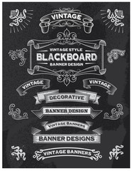 Collection of banners and ribbons on a black background - 56597942