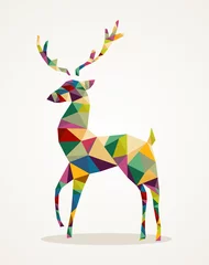 Peel and stick wall murals Geometric Animals Merry Christmas trendy abstract reindeer EPS10 file.