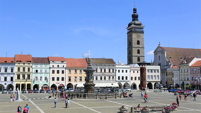 Square in the historic center of Czech Budejovice.