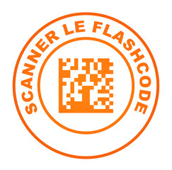 scanner le flashcode sur bouton web orange - obrazy, fototapety, plakaty