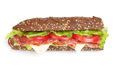 Fresh sandwich with meat and vegetables