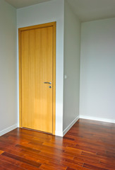 Wooden door in empty room