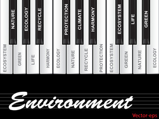 Vector conceptual ecology piano word cloud