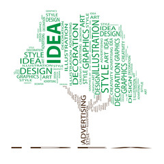 Conceptual green tree word cloud