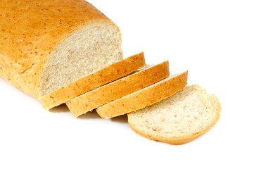 cut bread isolated on white background