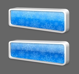 3D blue glossy winter metal button