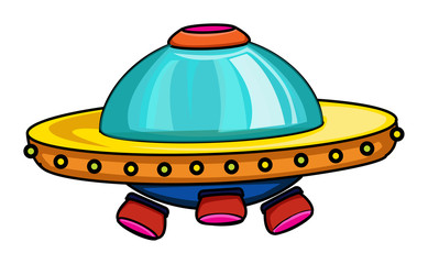 Cartoon colorful alien space ship