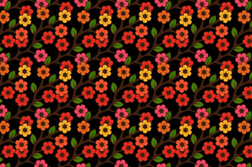 Floral semless rustic pattern