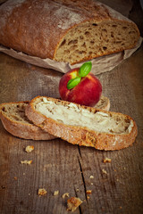 Sweet peach jam on bread