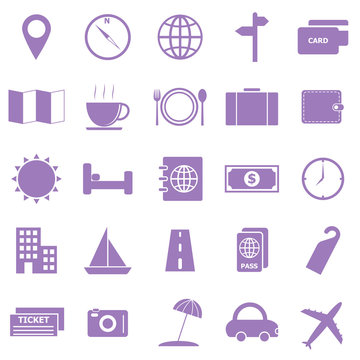 Travel color icons on white background