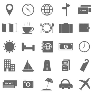 Travel icons on white background