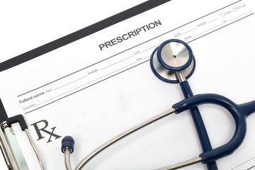 Medical prescription with stethoscope
