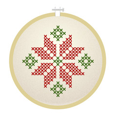 Vector embroidery hoop with holly flower - 56606380