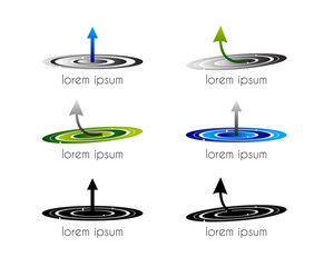 Graphic design - set, colorful maze with arrow