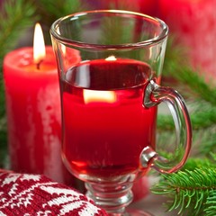 Christmas mulled wine and candles
