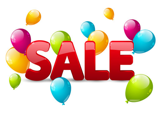 Sale icon with color balloons