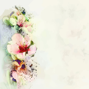 Fototapeta Powitanie karta kwiatowy z jasne wiosenne kwiaty
